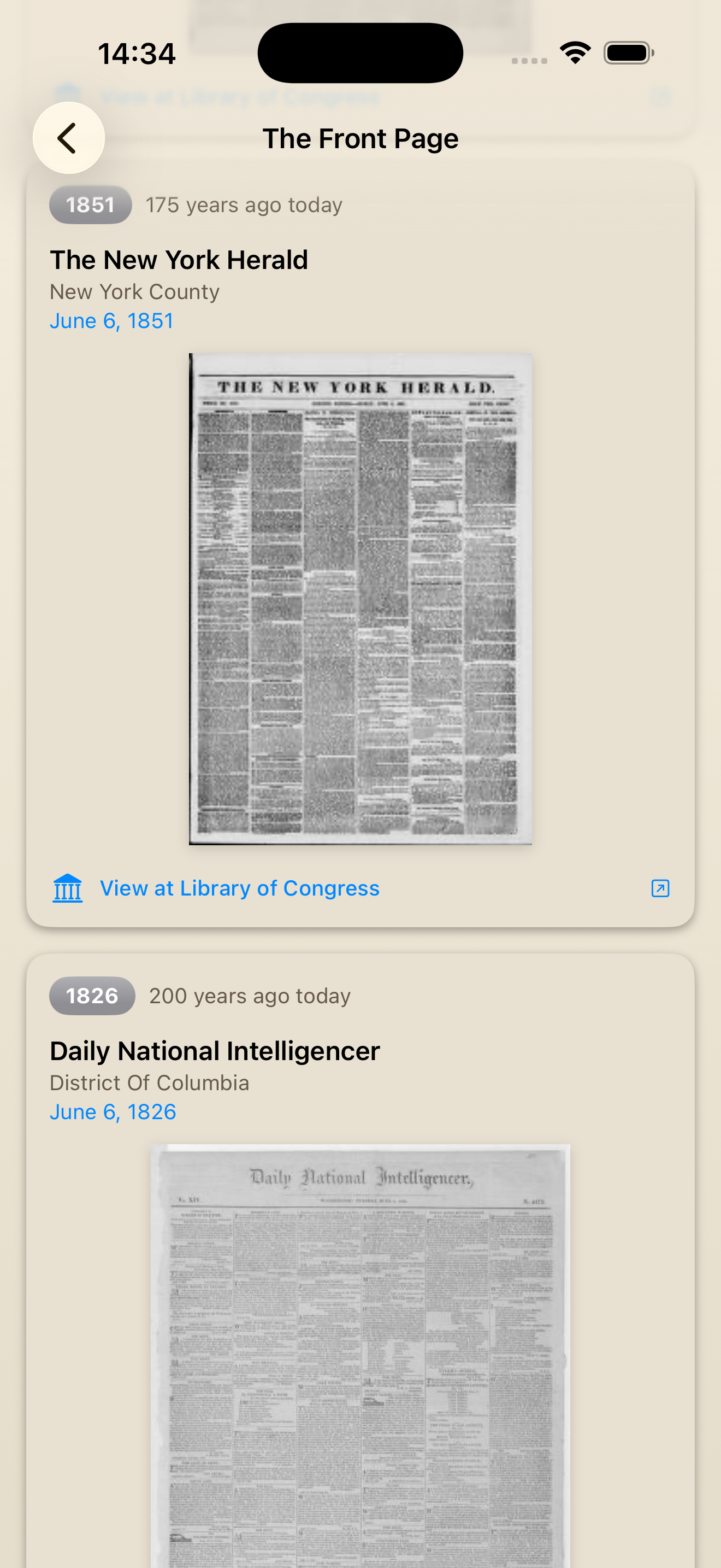 Front page list