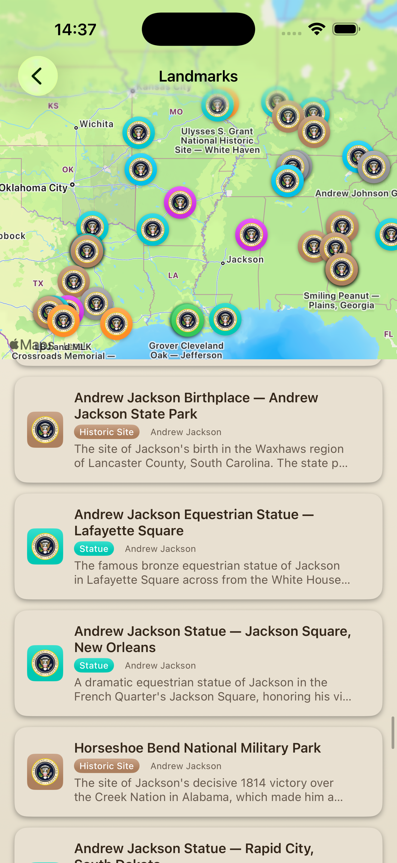 Landmarks list