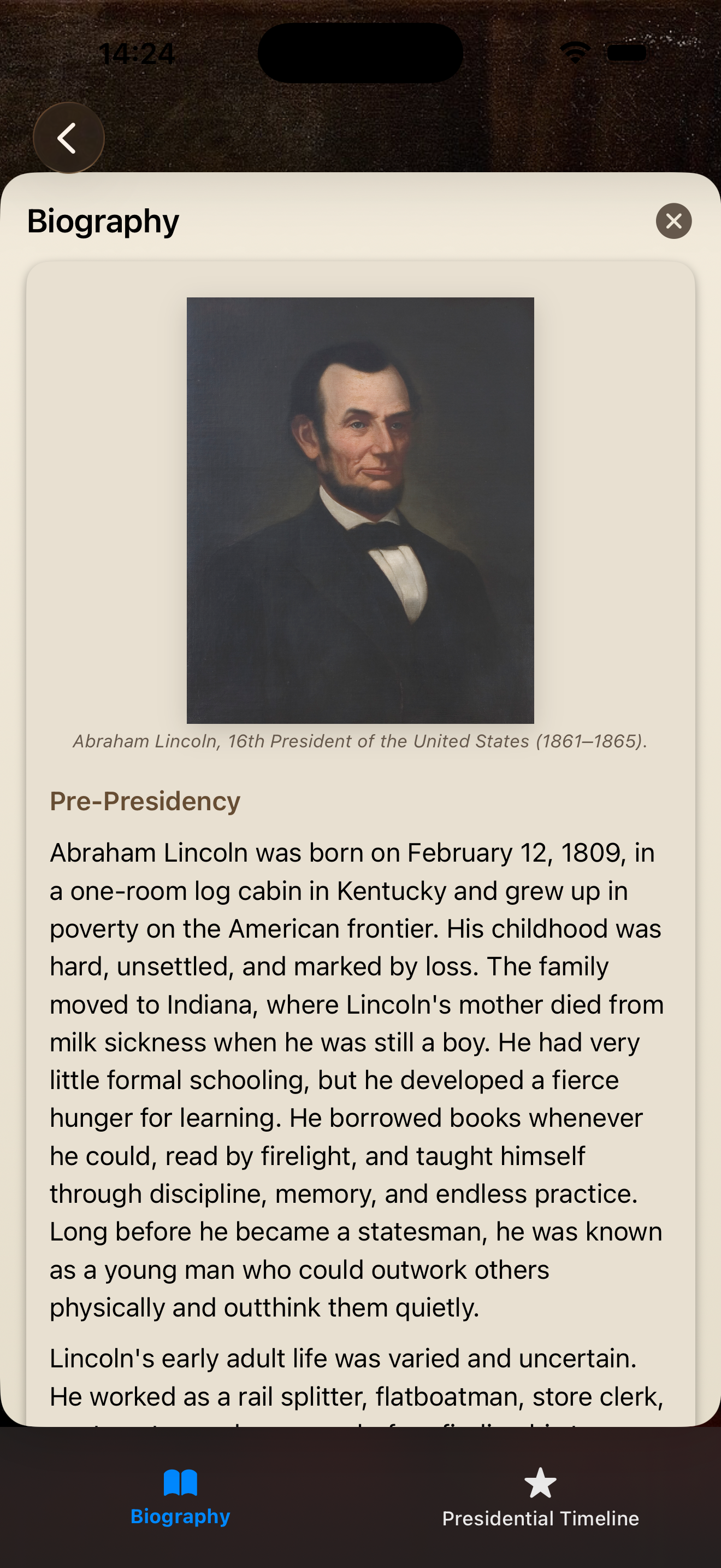President biography